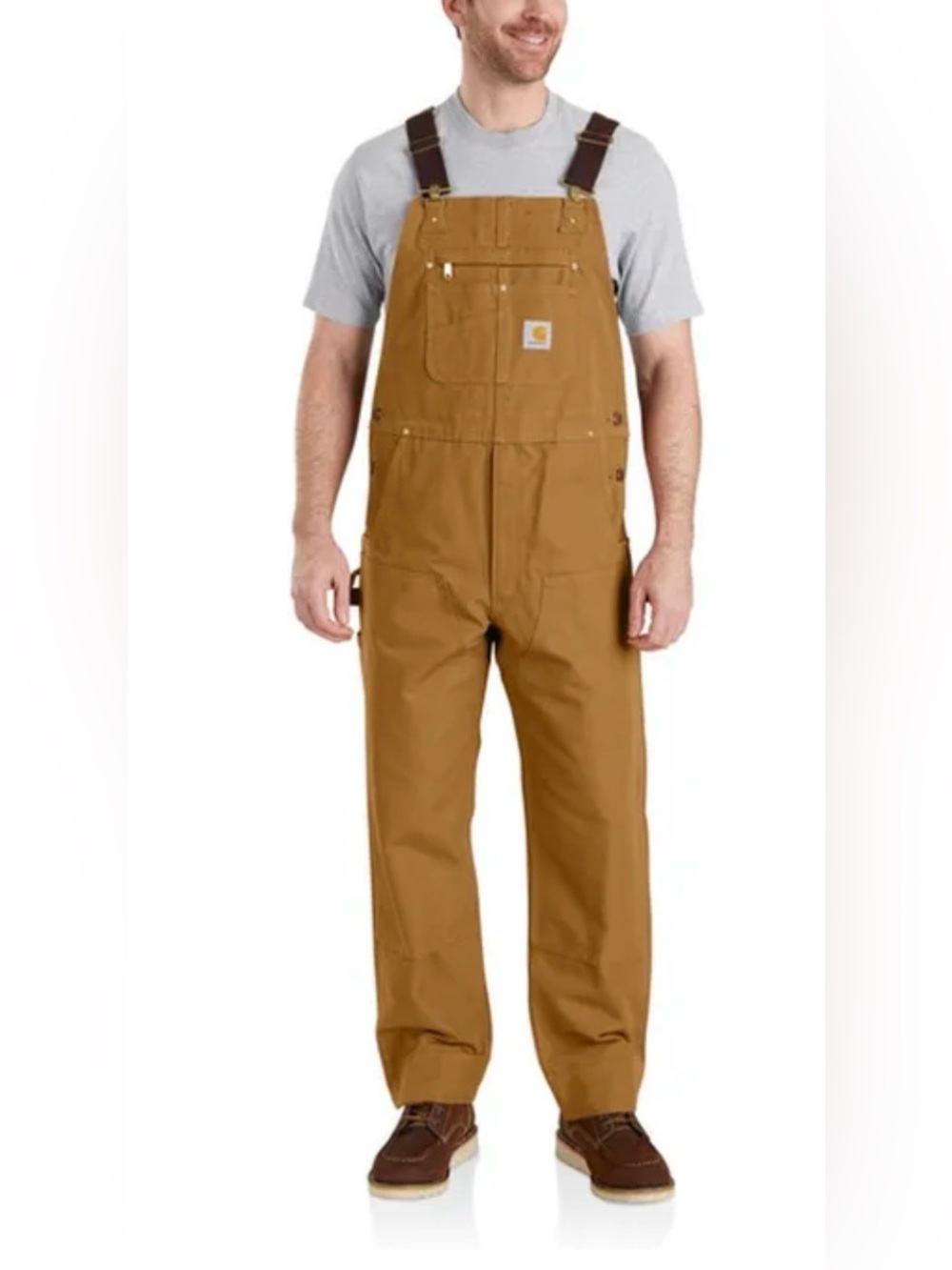 VINTAGE Carhartt Relaxed Fit Men's Duck Bib Overalls 34 x 32 Brown Workwear